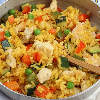 Hühnerpaella mit Salat